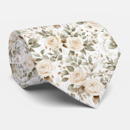 Corbata Rosas blancas sobre blanco
