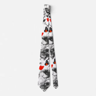 Corbata ROSAS BLANCAS Y MARIPOSAS ROJAS ÁRBOL DE Cuello Gr