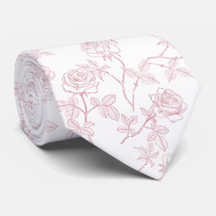 Corbata Rosas borgoña blancas delicadas