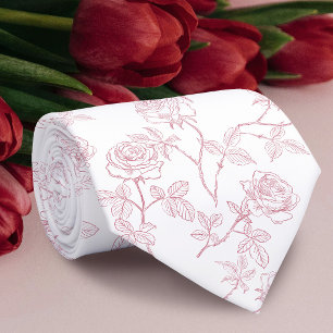 Corbata Rosas borgoña blancas delicadas