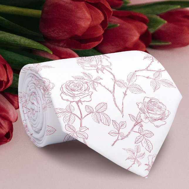 Corbata Rosas borgoña blancas delicadas (Subido por el creador)