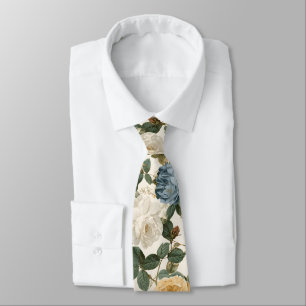 Corbata Rosas Botánicas Vintage sobre Crema