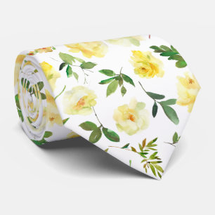 Corbata Rosas de crema amarilla y blanca Necktie