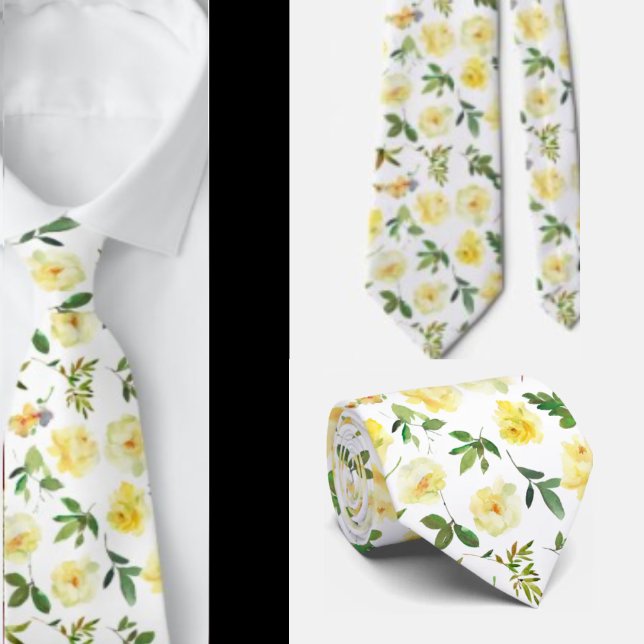 Corbata Rosas de crema amarilla y blanca Necktie (Subido por el creador)