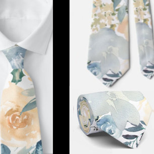 Corbata Rosas de flores de la marina azul turbia