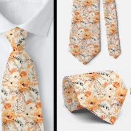Corbata Rosas de oro Naranjas de la pintura floral