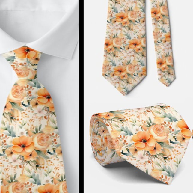 Corbata Rosas de oro Naranjas de la pintura floral (Subido por el creador)