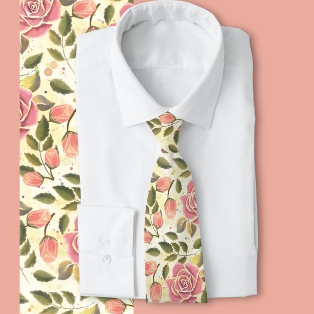Corbata Rosas de sol  (Pink rose nature floral, perfect for weddings, engagements and anniversaries )