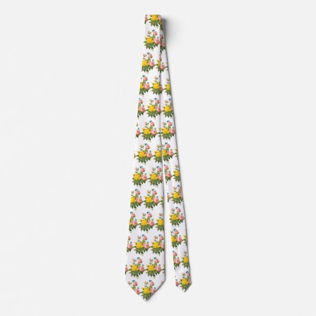 Corbata Rosas de té rosa amarillo persa de Redoute (Anverso)