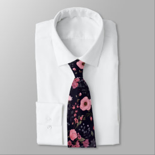 Corbata Rosas De Verano En Negro