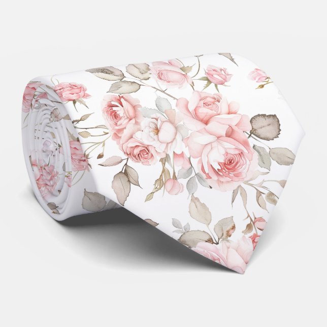 Corbata Rosas delicadas en acuarela (Enrollado)