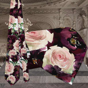 Corbata Rosas Desdémona Bodas Bordeaux Rosadas Brillantes