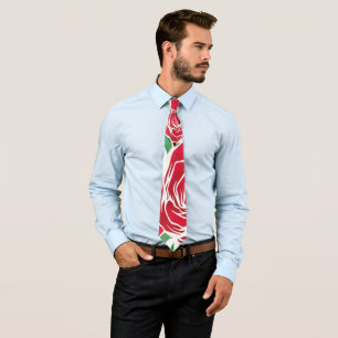 Corbata Rosas Floral de color rojo verde