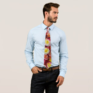 Corbata Rosas Florales de Colores Mezclados Vibrantes