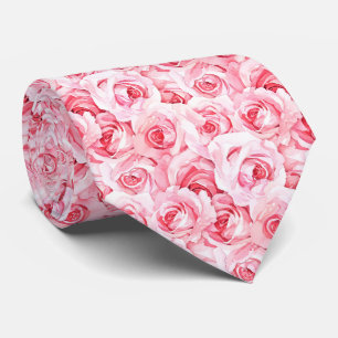 Corbata Rosas fucsia rosadas a la acuarela