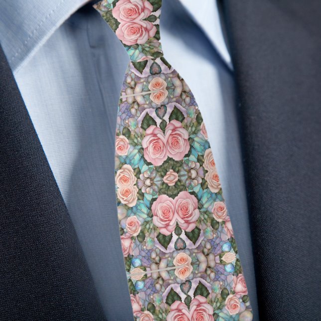 Corbata Rosas iridiscentes y guijarros  (Subido por el creador)