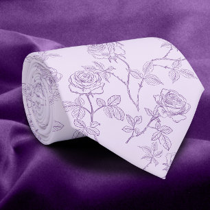 Corbata Rosas lilas y púrpura delicadas