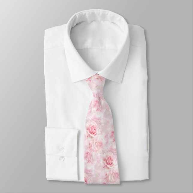 Corbata Rosas pálidas elegantes rosadas (Atado)