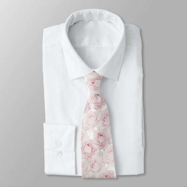 Corbata rosas pálidas rosadas acuarela (Atado)
