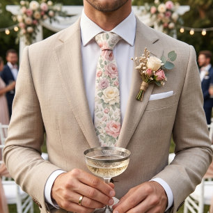 Corbata Rosas pastel vintage suaves