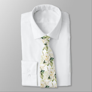 Corbata Rosas Peonías Hydrangeas Acuarela de Alabastro