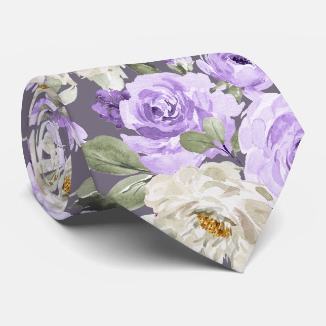 Corbata Rosas PixDezines Watercolor Lilac Purple (Enrollado)
