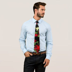 Corbata Rosas rojas en negro.