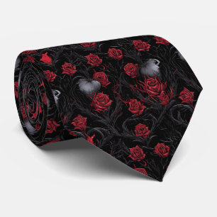 Corbata Rosas Rojas Góticas Vides Negras