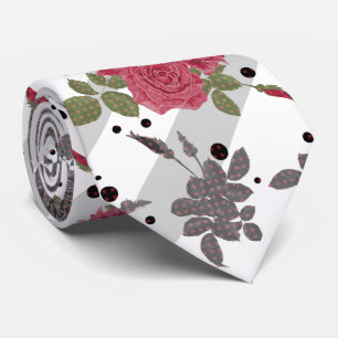 Corbata Rosas rojas retro vintage sin soldadura patrón pol