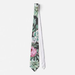 Corbata Rosas rosados y modelo suculento del cactus en