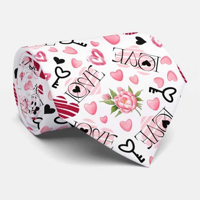 Corbata Rosas rosas de San Valentín (Enrollado)