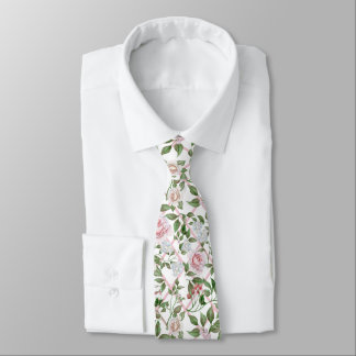 Corbata Rosas rosas rosadas - Flora acuarela vintage