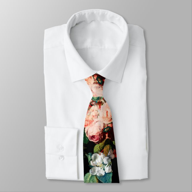 CORBATA ROSAS ROSAS ROSAS ROSAS, MARIPOSAS Y FLORES BLANCO (Atado)