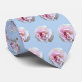 Corbata Rosas rosas rosas sobre el patrón floral azul clar