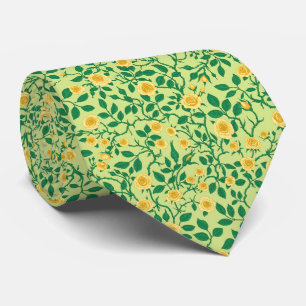 Corbata Rosas silvestres en amarillo y verde