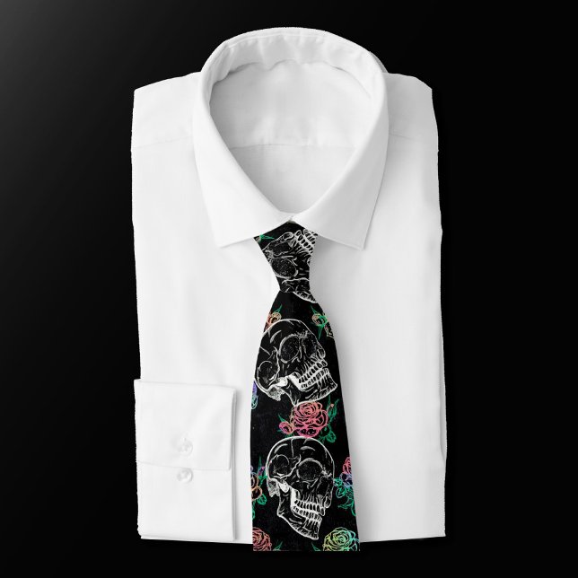 Corbata Rosas Skulls y Ombre | Glam Pastel Grunge gótico (Subido por el creador)