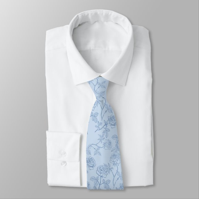 Corbata Rosas sobre azul claro (Atado)