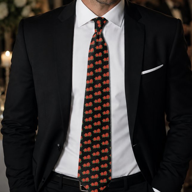 Corbata Rosas Tradicionales de Tatuaje Rojo Intenso en Neg (Subido por el creador)