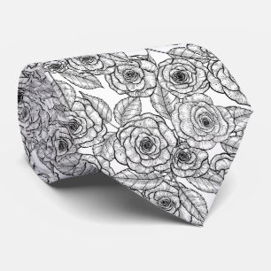 Corbata Rosas traza mano estampado atadura de cuello