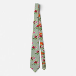 Corbata rosas vintage en verde salvia polvoriento