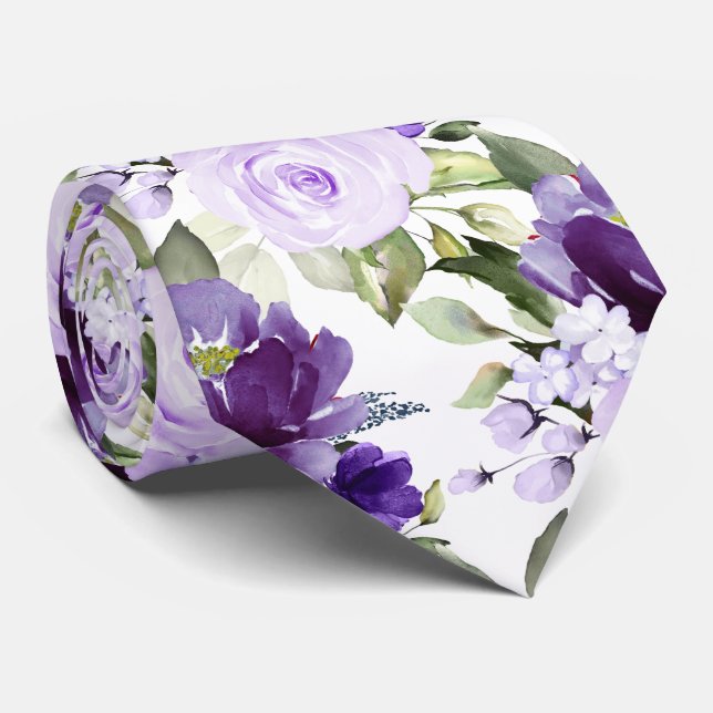 Corbata Rosas Violet Lilac Púrpura de Flores PixDezine H2 (Enrollado)