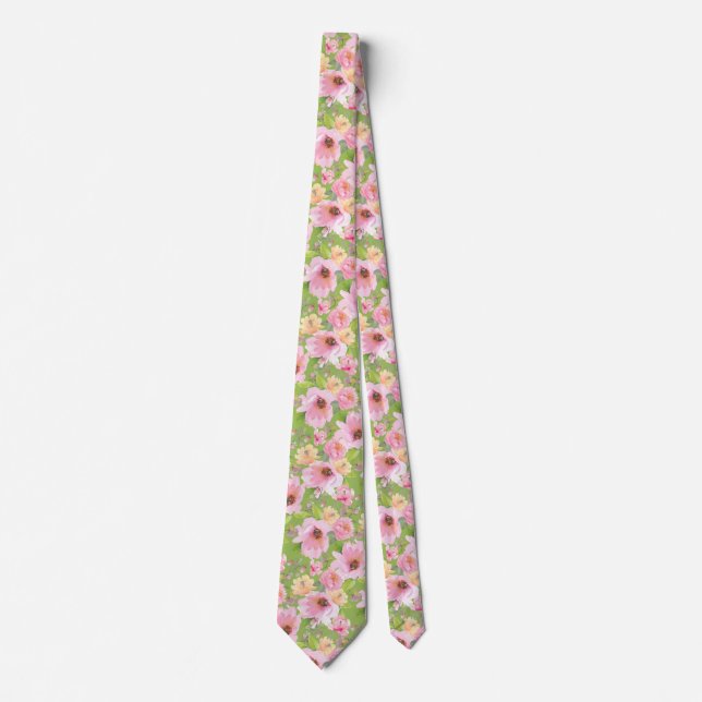 Corbata Rose and Peonies Lime Green (Anverso)