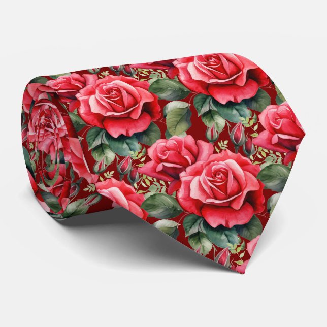Corbata Roses Rojos Clásicos de los Tiempos Formales del C (Enrollado)
