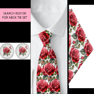 Corbata Roses Rojos Flores Nata de Cuello (Parte de Set) R