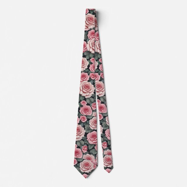 Corbata Roses rosados y bichos (Anverso)