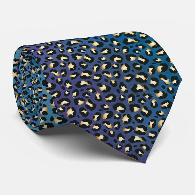Corbata Rosettes azules de leopardo de Safari (Enrollado)