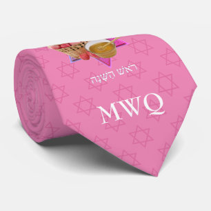 Corbata ROSH HASHANAH Pata De Cuello Monograma Rosa