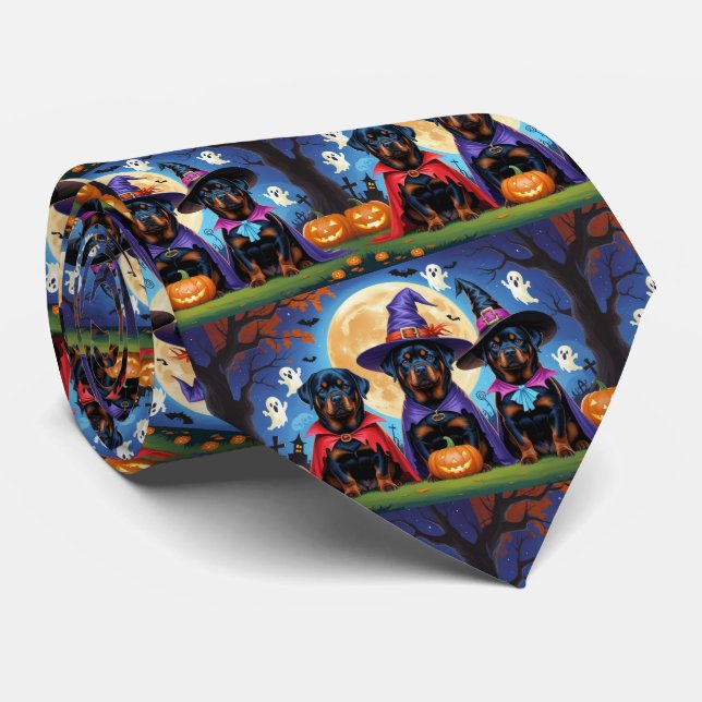 Corbata Rottweiler Dogs Pumpkin Halloween Funny (Enrollado)