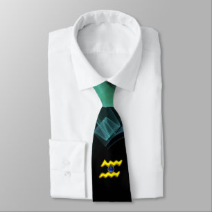 Corbata Rótulo AQUARIUS ZODIAC, HIDROMASAJE FRACTAL AZUL V