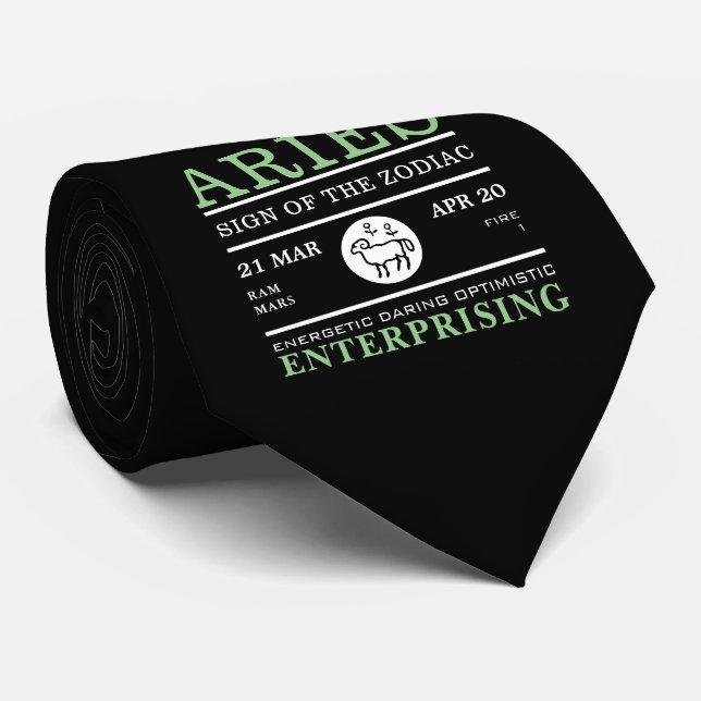 Corbata Rótulo Aries del Zodiaco, Astrológico (Enrollado)